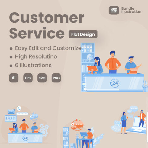 Customer Support & Assistance Service Illustration Design cover image.
