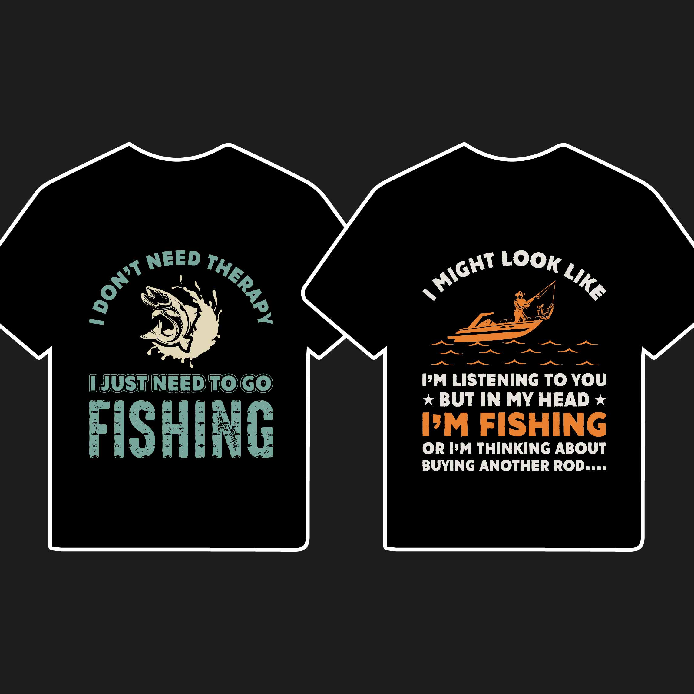 Fishing T shirt Designs Bundle preview image.