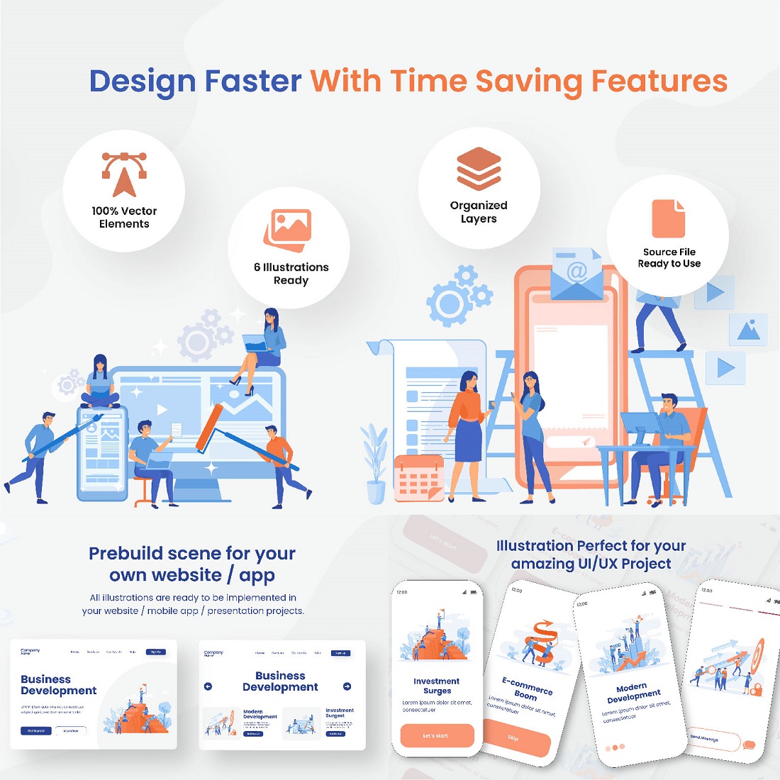 Business Development & Improvement Illustration Design preview image.