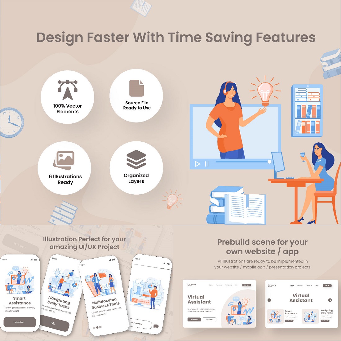Digital Help & Technical Support Service Illustration Design preview image.
