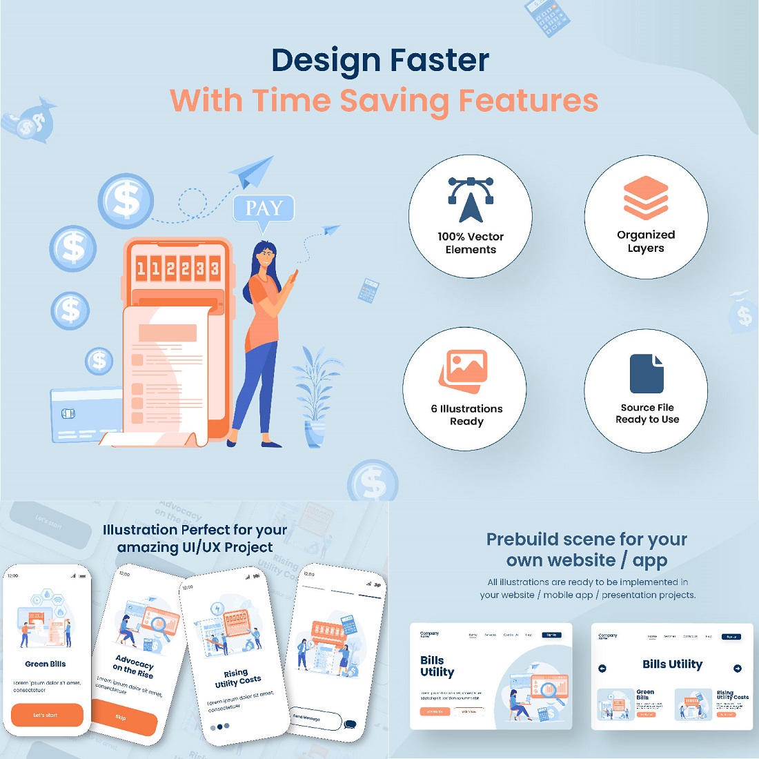 Electricity Usage Bill Illustration Design preview image.