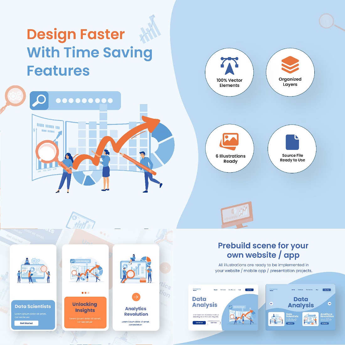 Data Analysis Illustration Design for Web & App Presentations preview image.