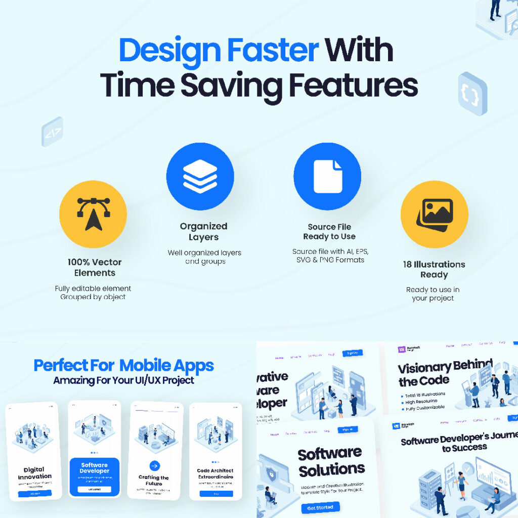 Illustration Design Related to Data Storage & Software Development ...