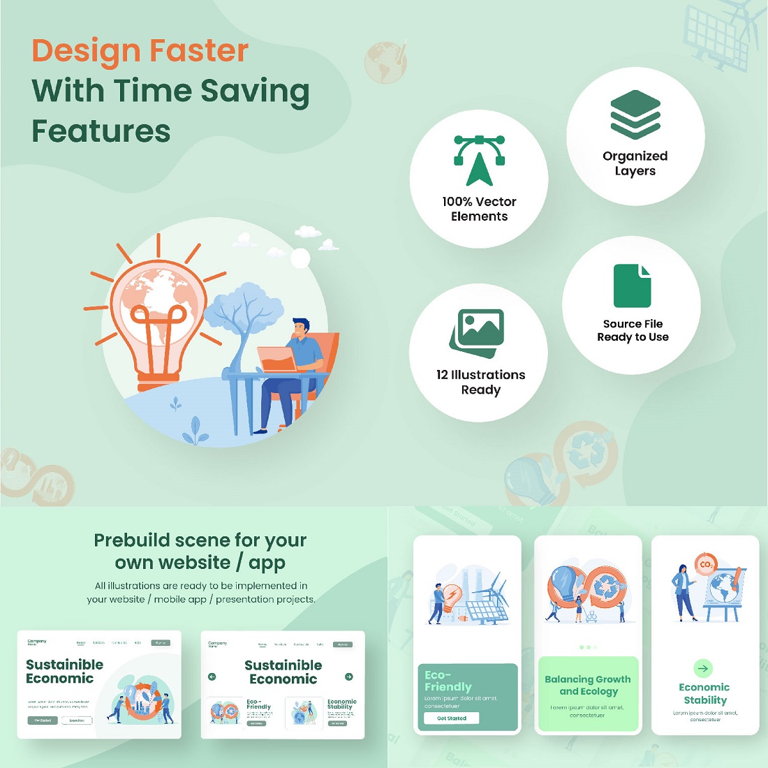 Sustainable Economic Development Illustration Design preview image.