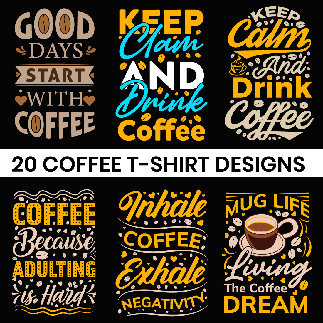 20 Typography Coffee T-Shirt Design preview image.