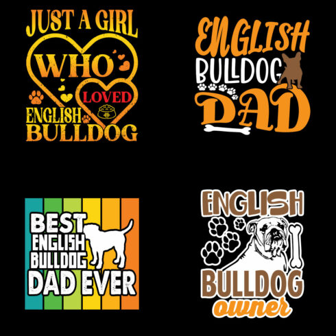 English bulldog t shirt design bundle cover image.