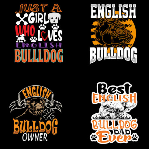 Bulldag typography with graphic t shirt design cover image.
