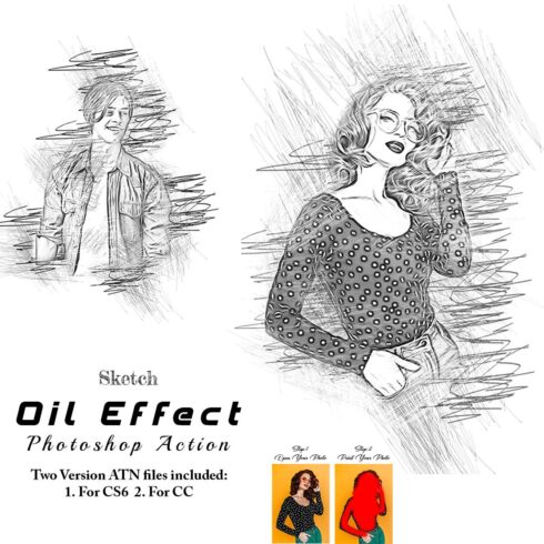 Sketch Oil Effect Photoshop Action cover image.