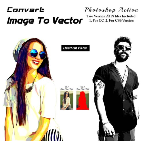 Convert Image To Vector Photoshop Action cover image.