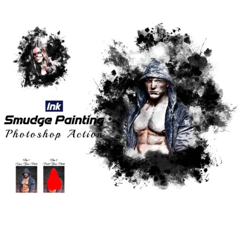 Ink Smudge Painting Photoshop Action cover image.