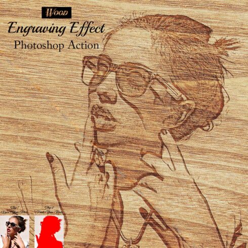 Wood Engraving Effect Photoshop Action cover image.