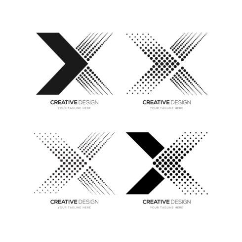 letter x dot line logo design concept isolated on balck White background cover image.