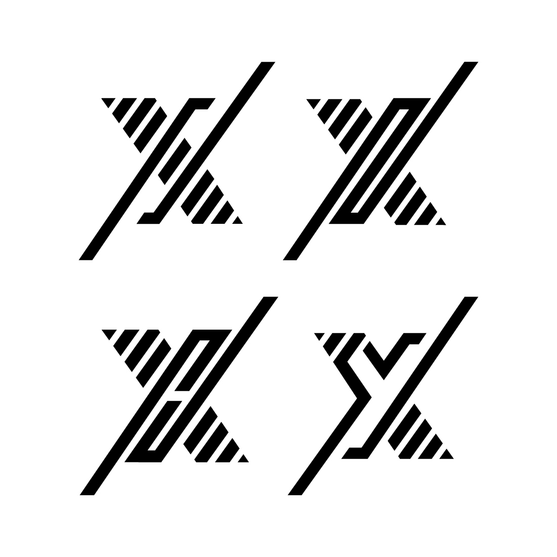 Set of letter X miniaml shape logo design concept isolated on balck White background cover image.