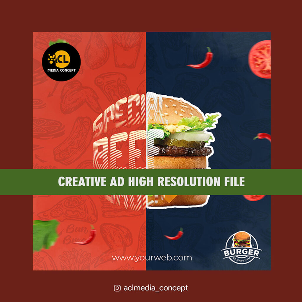 Burger Creative ad - MasterBundles