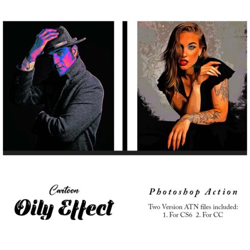 Cartoon Oily Effect Photoshop Action cover image.