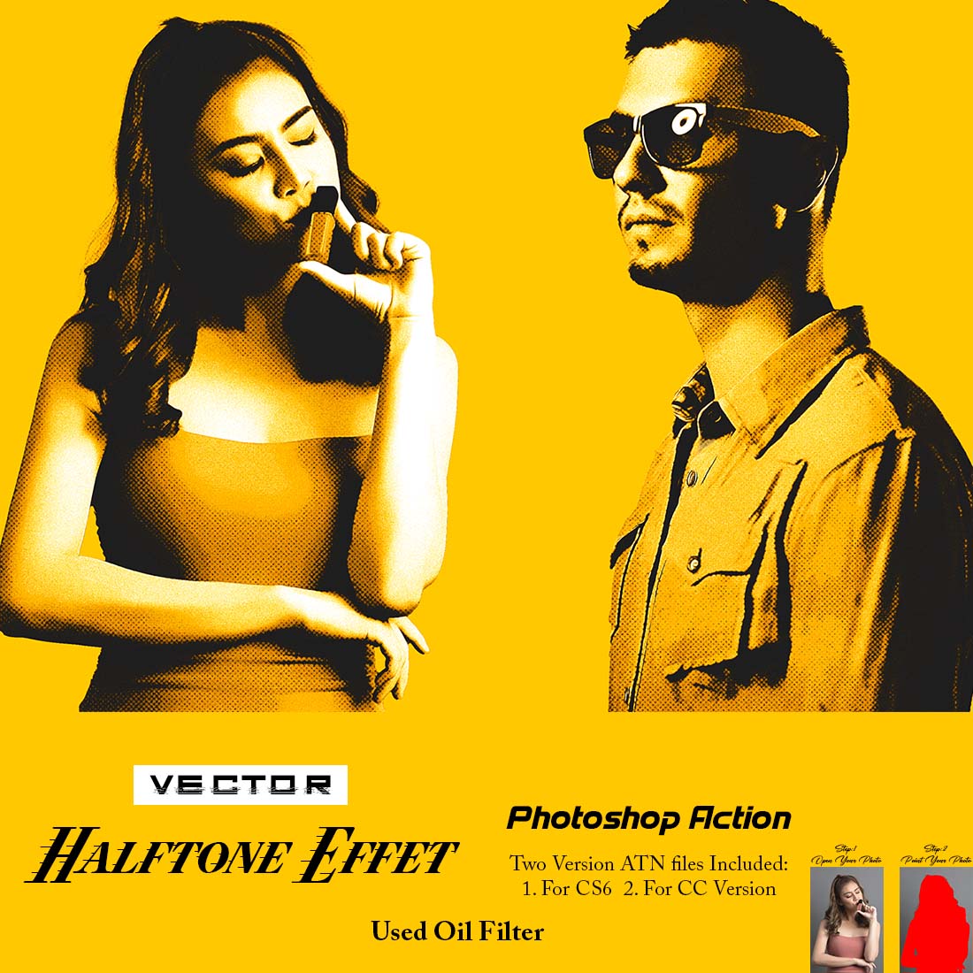 Vector Halftone Effect Photoshop Action cover image.