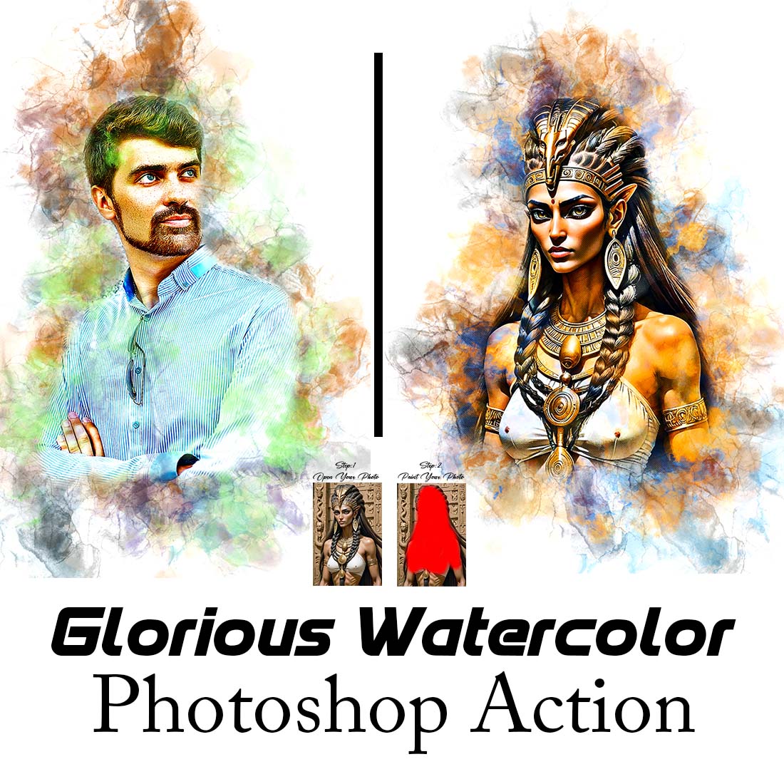Glorious Watercolor Photoshop Action cover image.