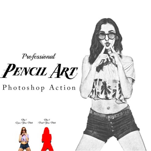 Professional Pencil Art Photoshop Action cover image.