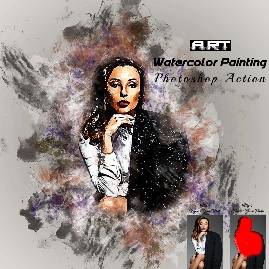Art Watercolor Painting Photoshop Action cover image.