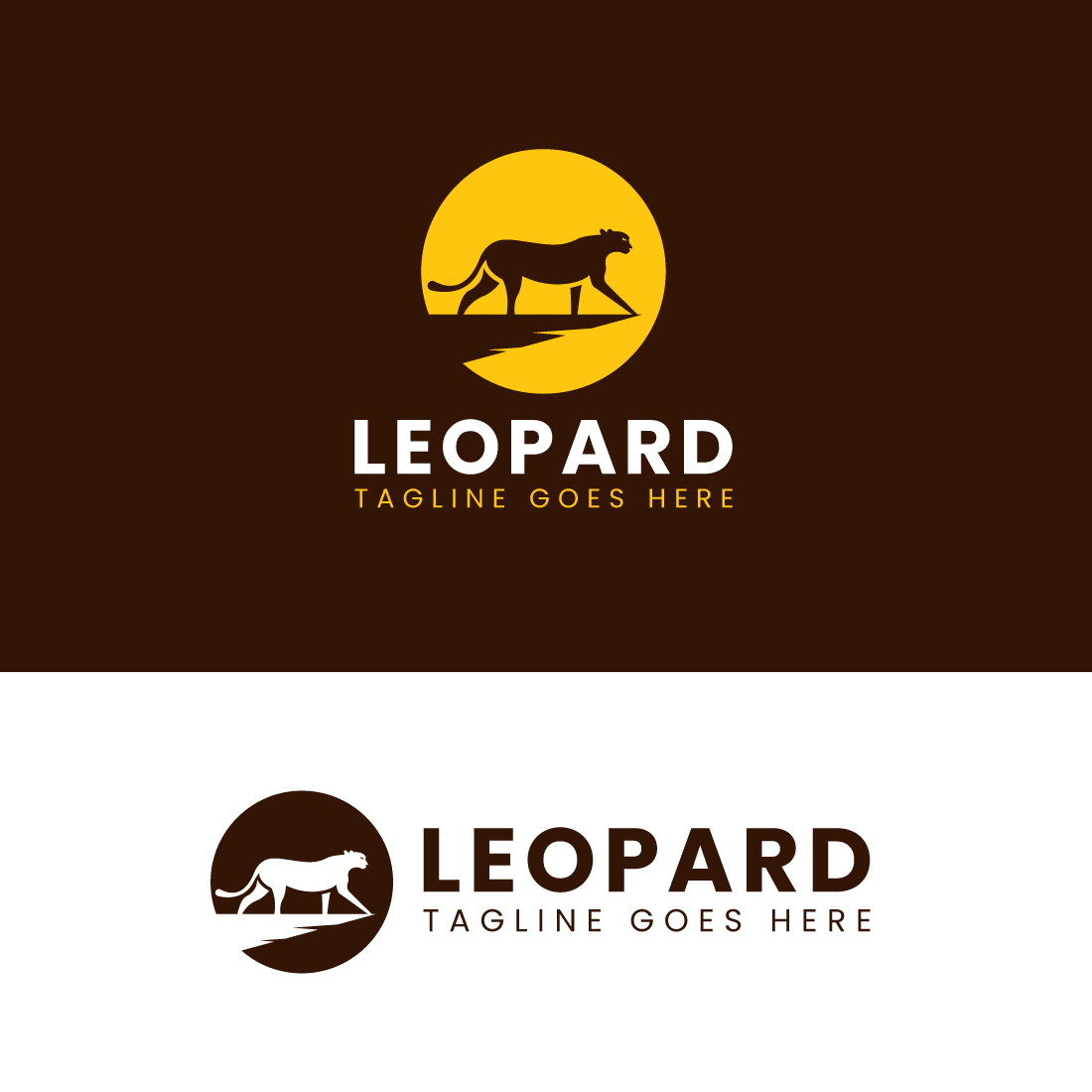Leopard Negative space creative logo design template preview image.
