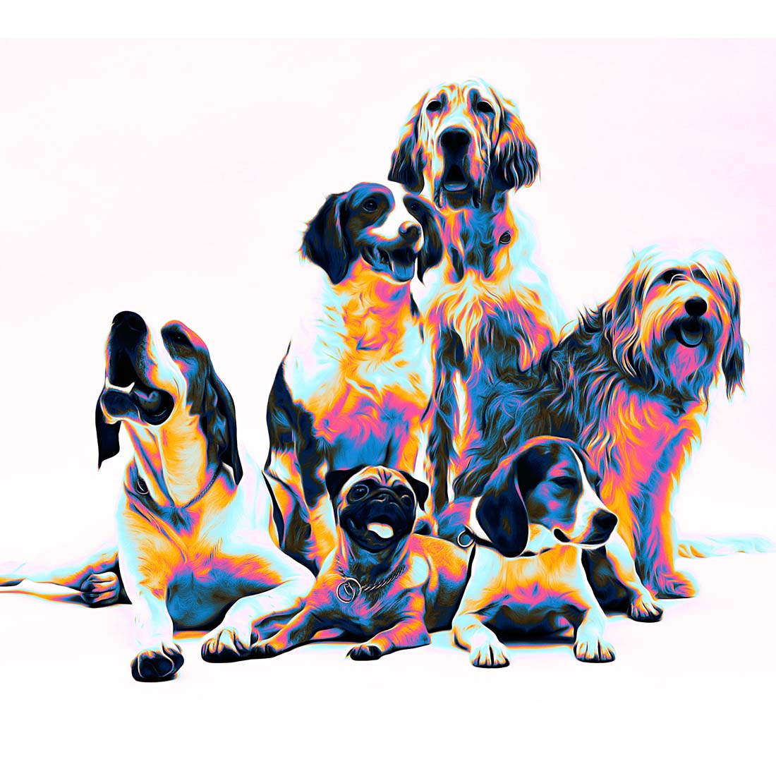 Dogs Oil Painting Photoshop Action preview image.