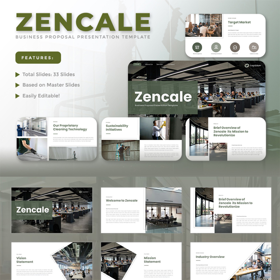 Zencale - Business Proposal Google Slides Template cover image.