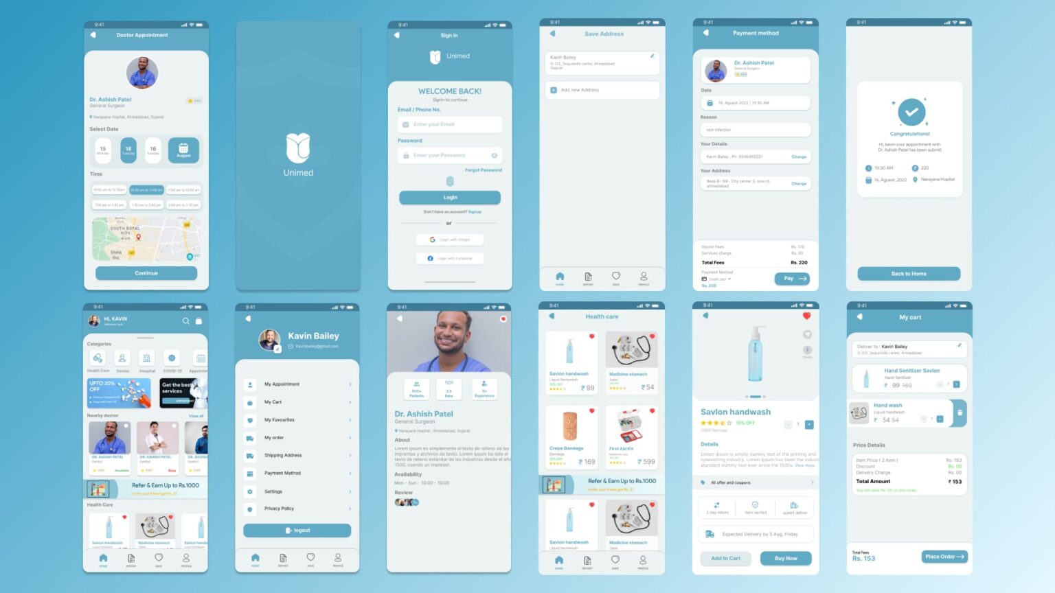 Unimed Fimga App UI kit Template - MasterBundles