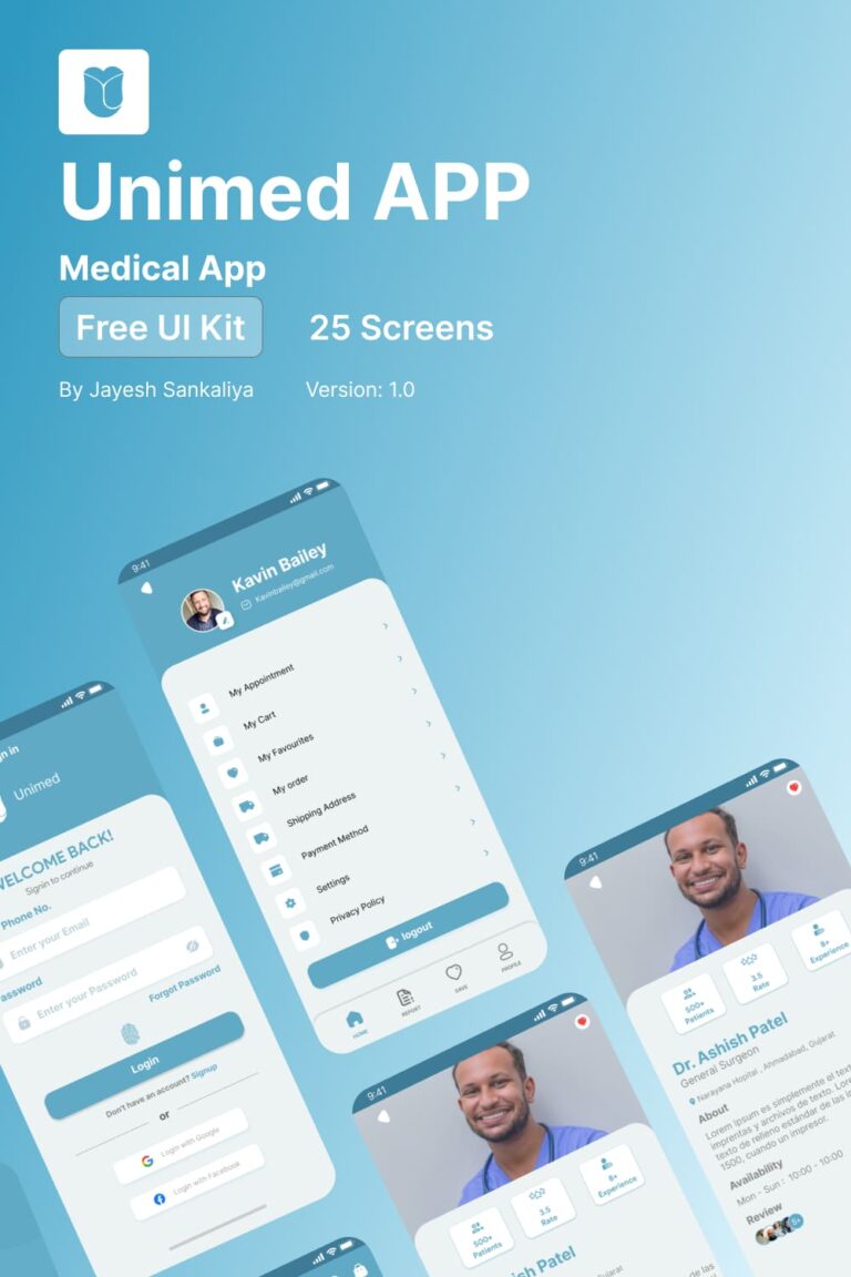 Unimed Fimga App UI kit Template - MasterBundles