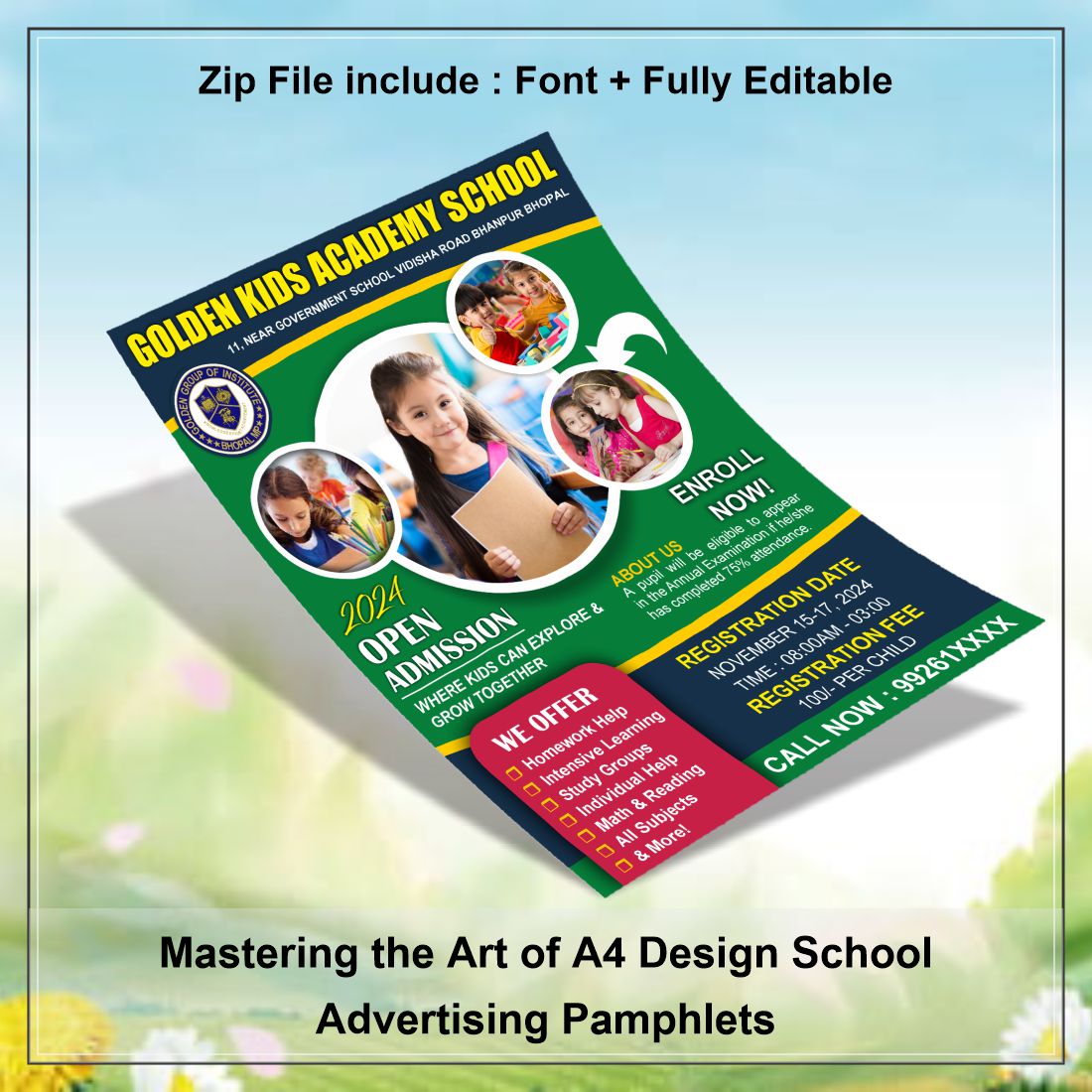 School Admission Open Flyer_Posters_Pamphlet Coral Draw Design Editable File Download preview image.