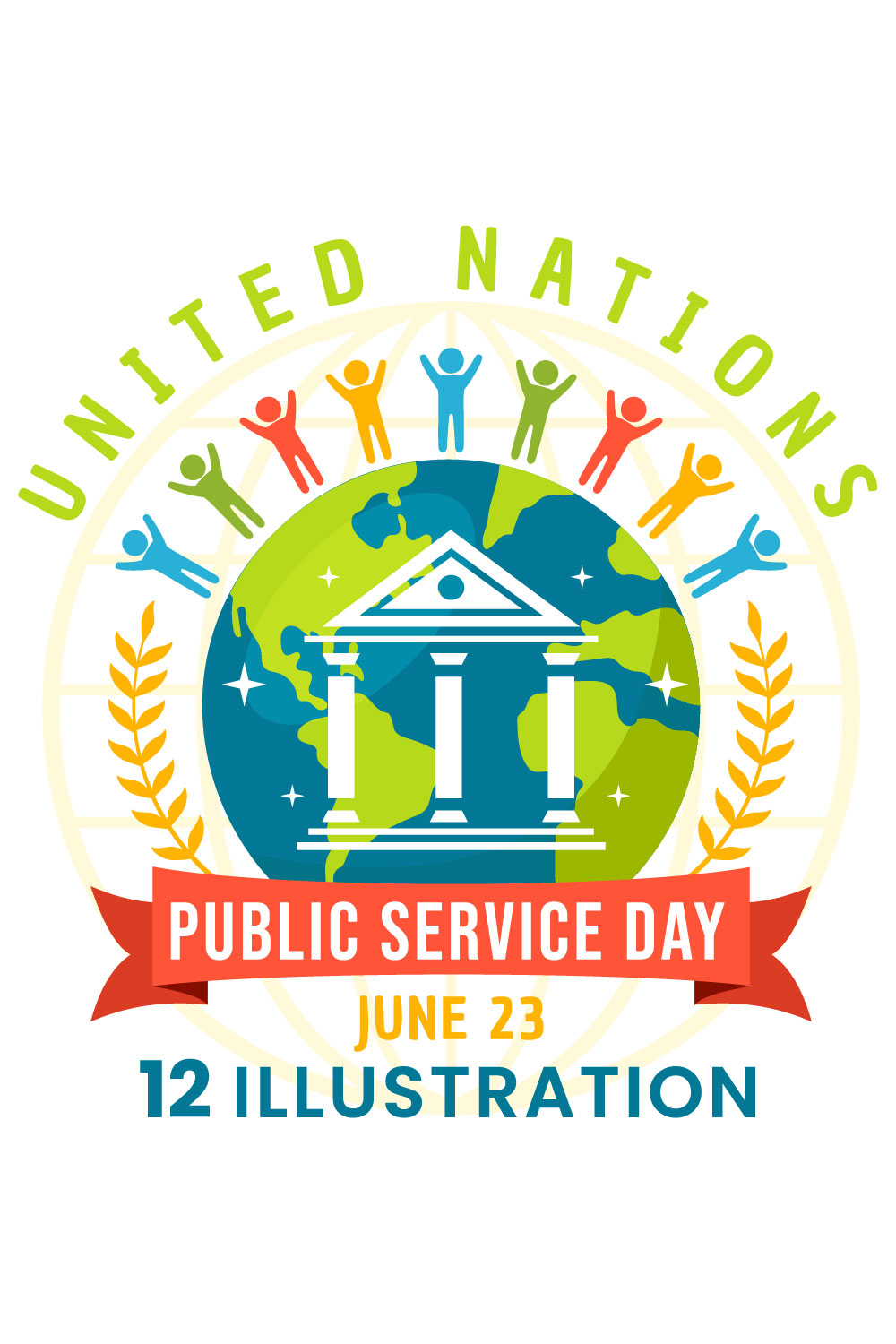 12 United Nations Public Service Day Illustration pinterest preview image.