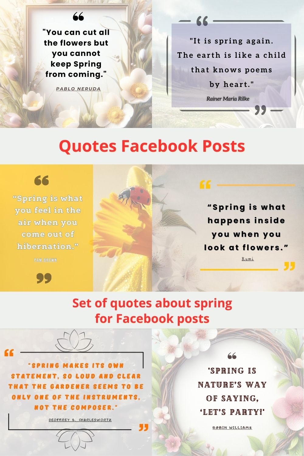 Quotes Facebook Post Set of quotes about spring for Facebook posts pinterest preview image.