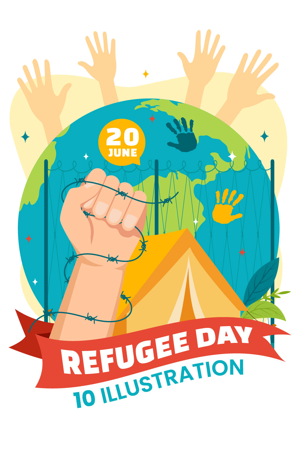 10 World Refugee Day Illustration pinterest preview image.