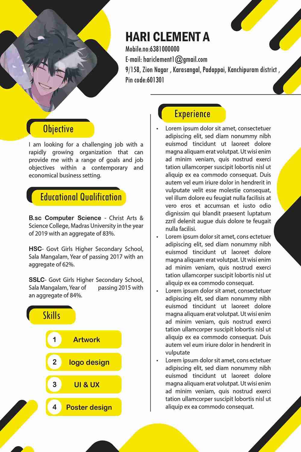 RESUME TEMPLATE pinterest preview image.