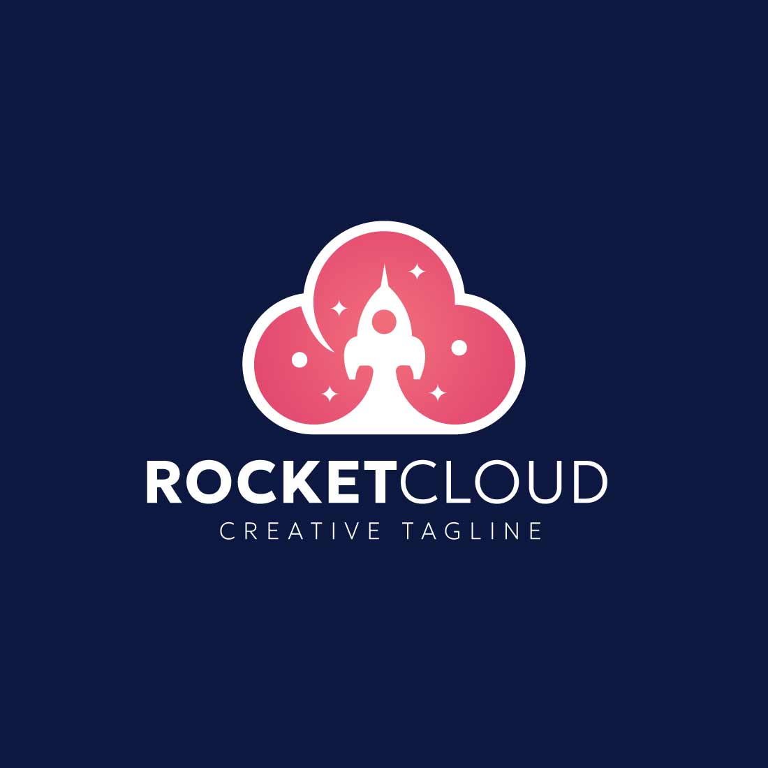 rocket cloud logo design cloud tech logo design preview image.