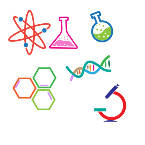 Group op science logo or bundle or science logos cover image.
