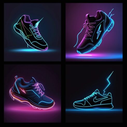 Shoe - Neon Light Effects Logo Design Template cover image.