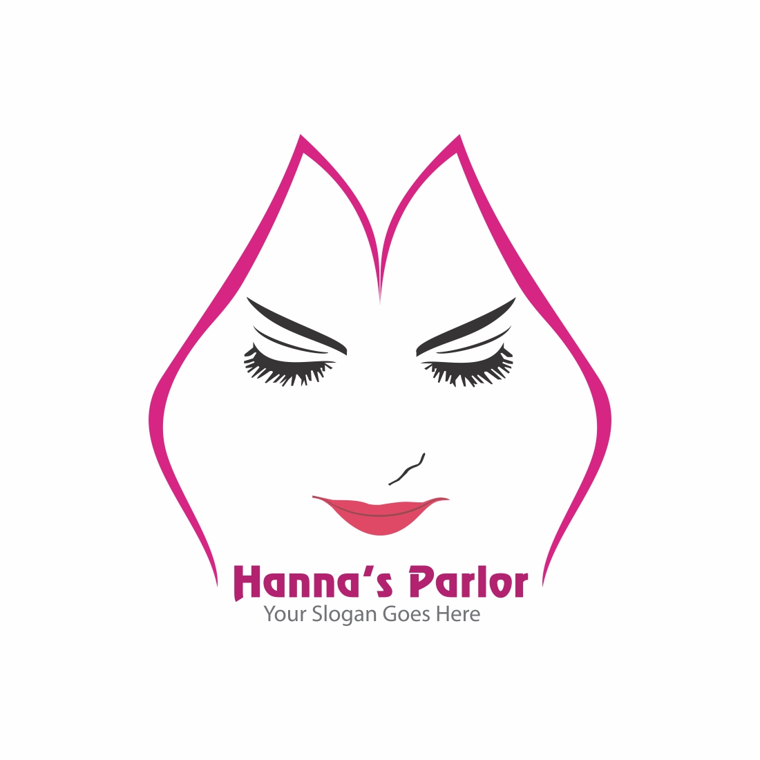 Hanna's Beauty Parlor Logo Template preview image.