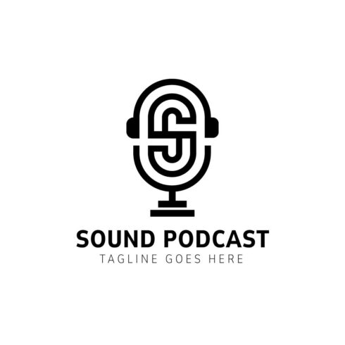 Podcast mic icon symbol logo microphone talk audio cover image.