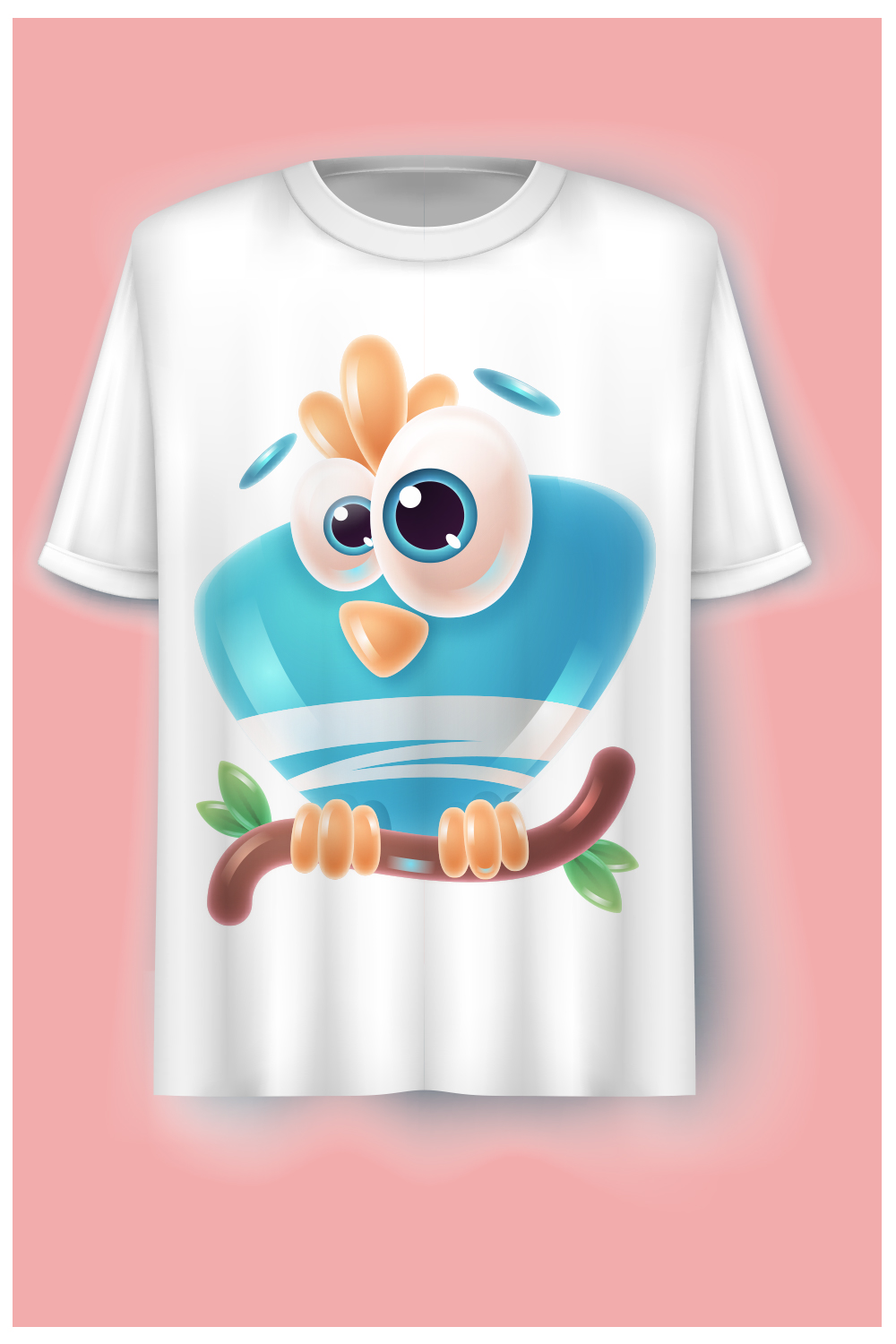 3D Bird Illustration with Shirt Mockup pinterest preview image.