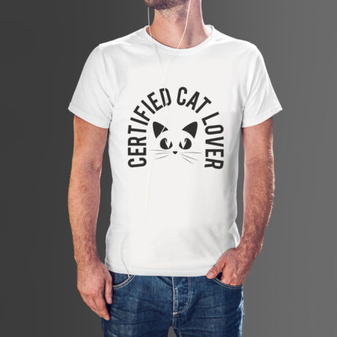 Certified cat lover tshirt design cover image.