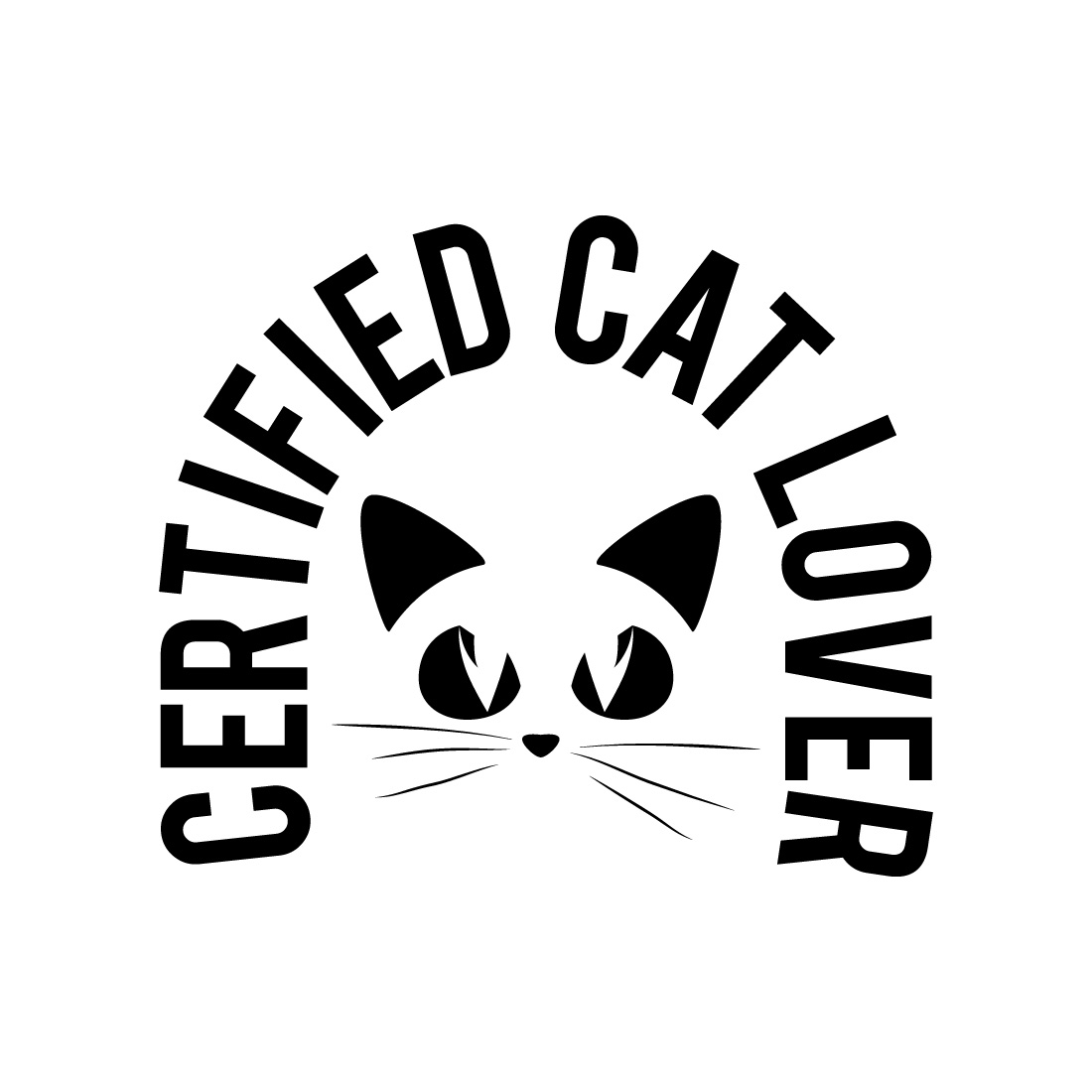 Certified cat lover tshirt design preview image.