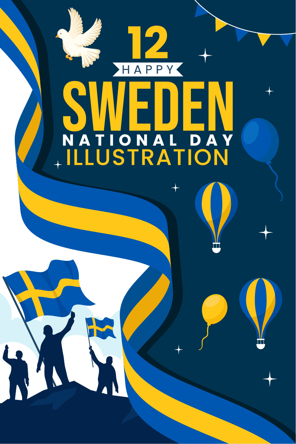 12 Sweden National Day Illustration pinterest preview image.