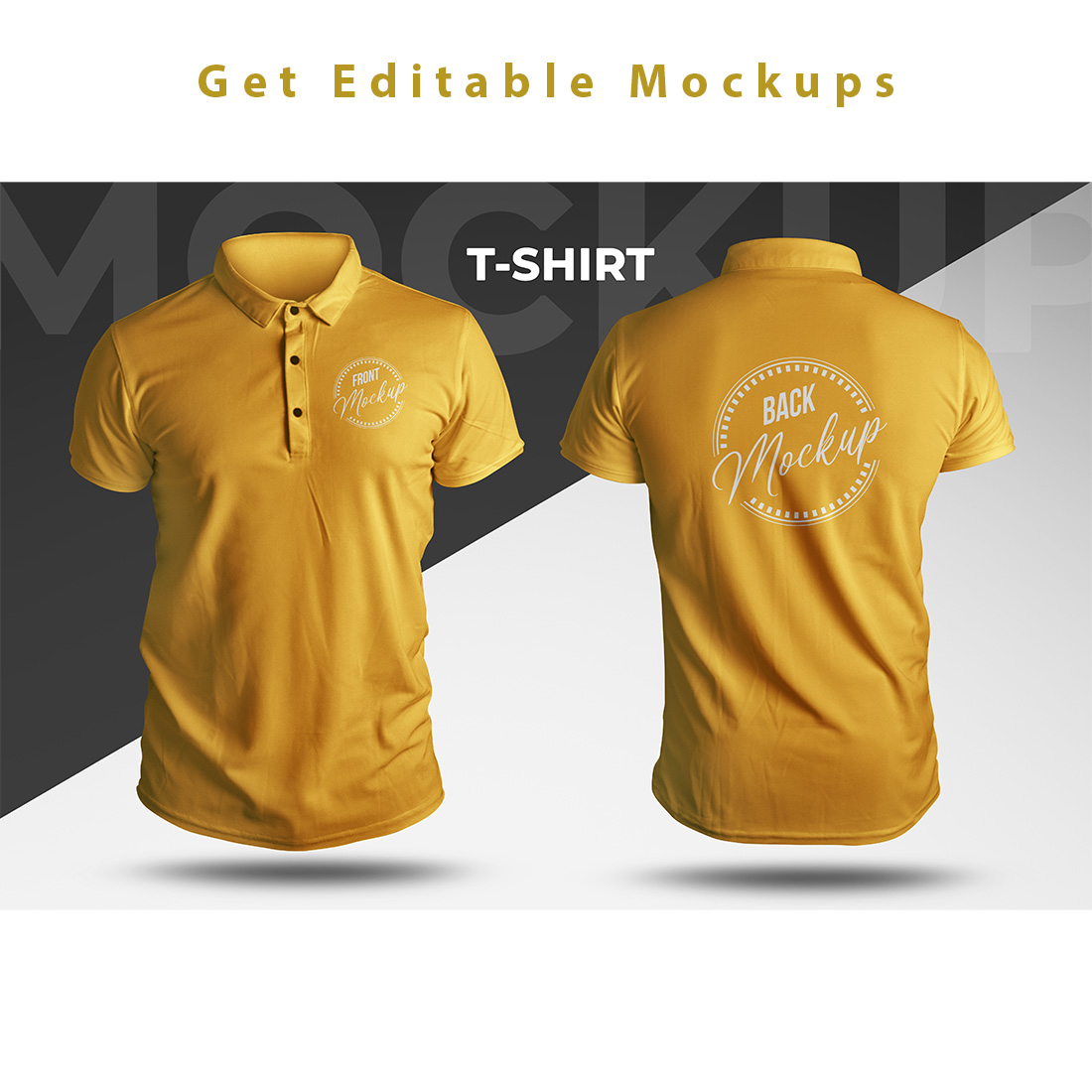 T- Shirt Front Back Mockup- High resolution Editable PSD file preview image.