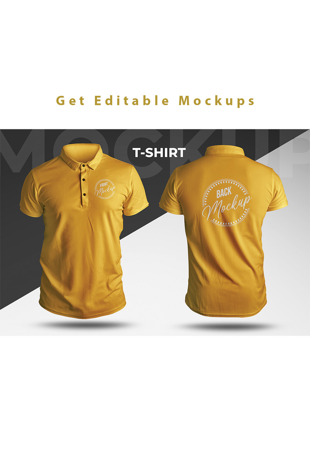 T- Shirt Front Back Mockup- High resolution Editable PSD file pinterest preview image.