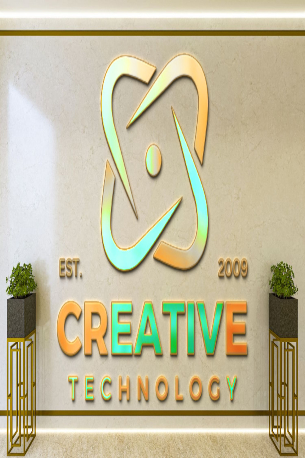 3D logo of creative technology pinterest preview image.