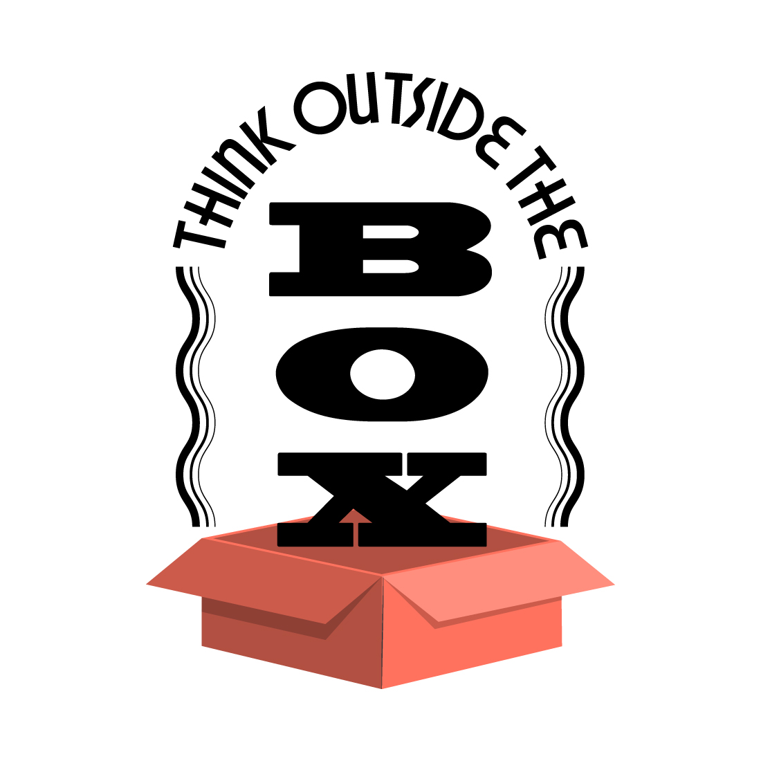 Think outside the box tshirt design preview image.