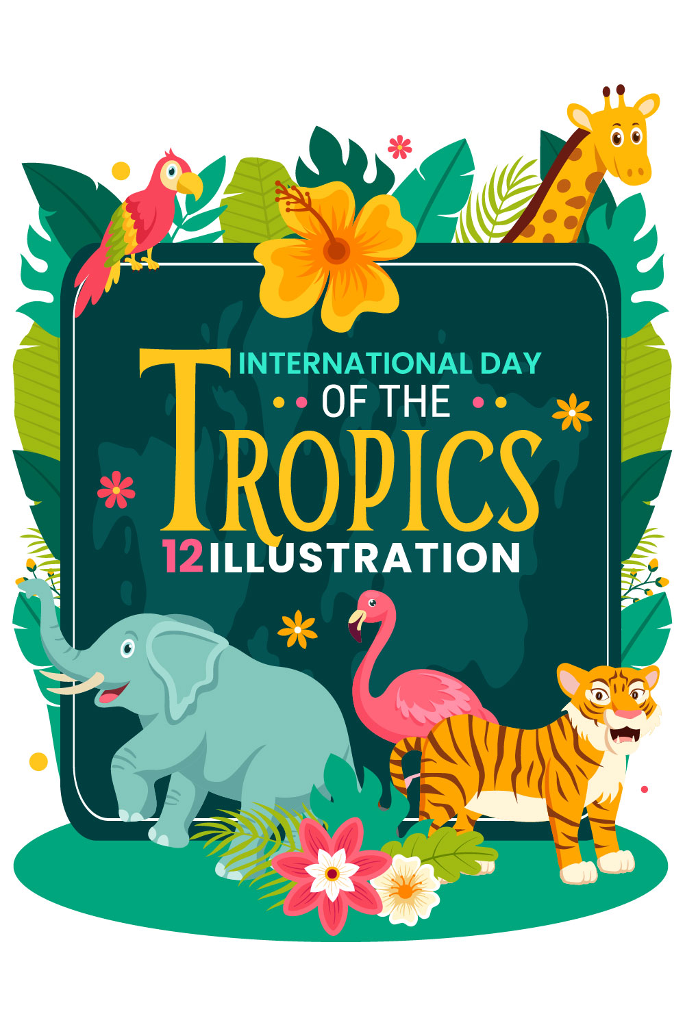 12 Day of the Tropics Illustration pinterest preview image.