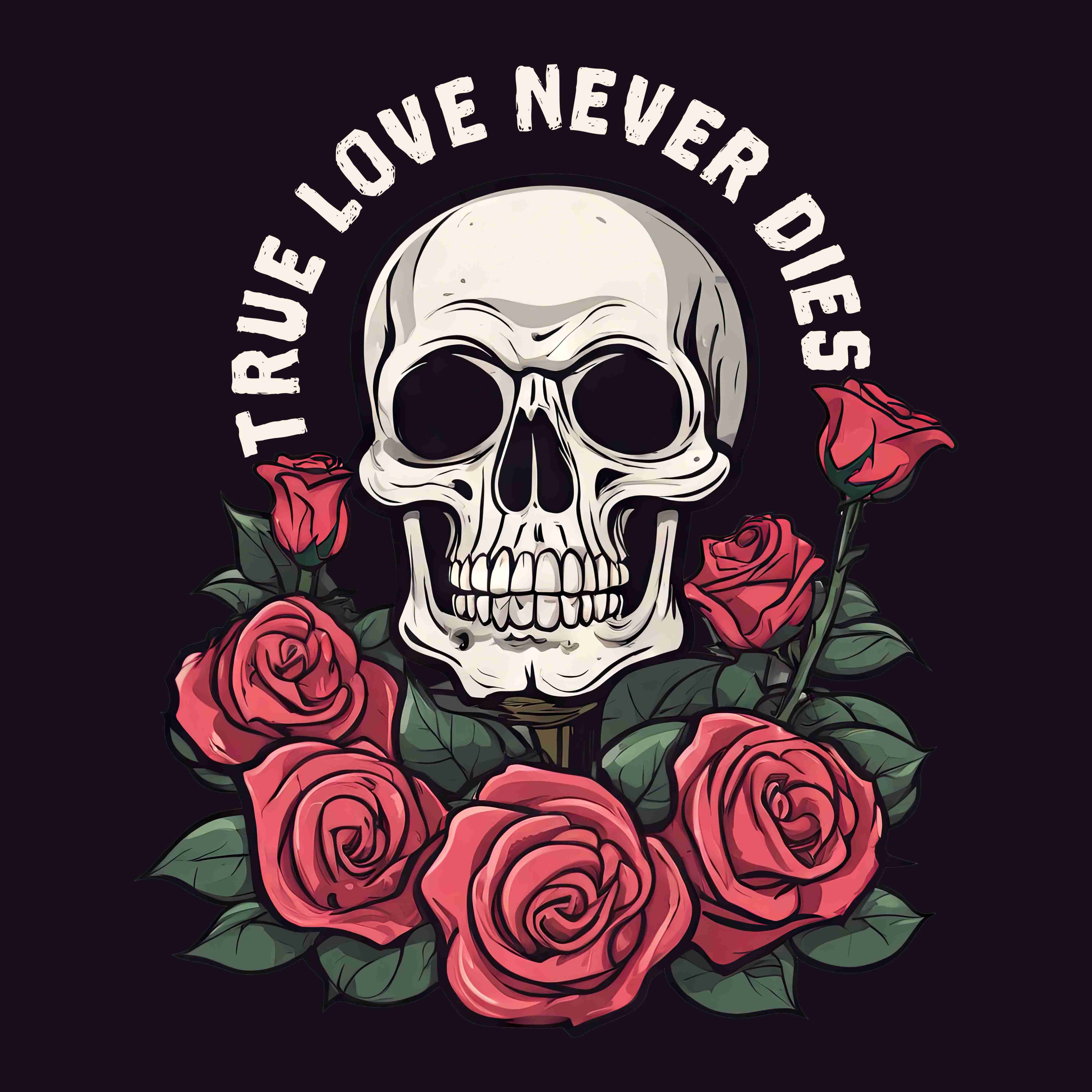True Love Never Dies | Love T-Shirt Design PNG preview image.