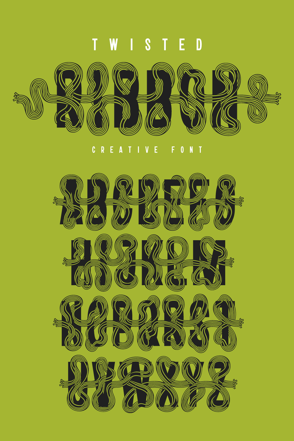 Twisted Ribbon — Creative Font pinterest preview image.