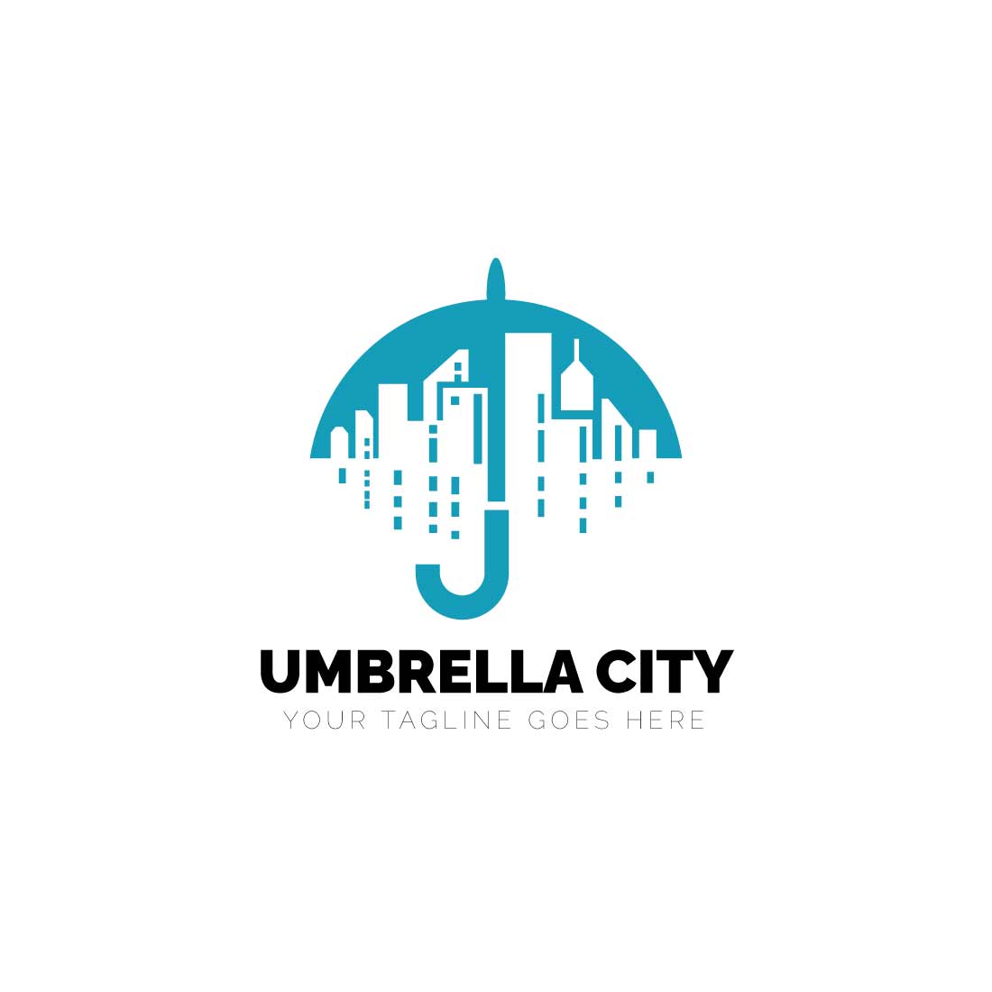 Initial City umbrella logo design preview image.